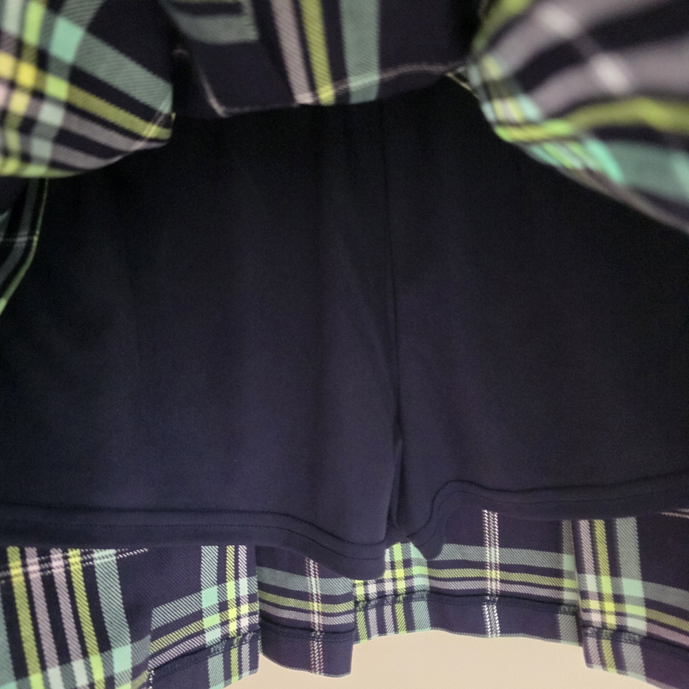 NWOT Justice Navy and Green Plaid Skater Skirt - Picture 6 of 8